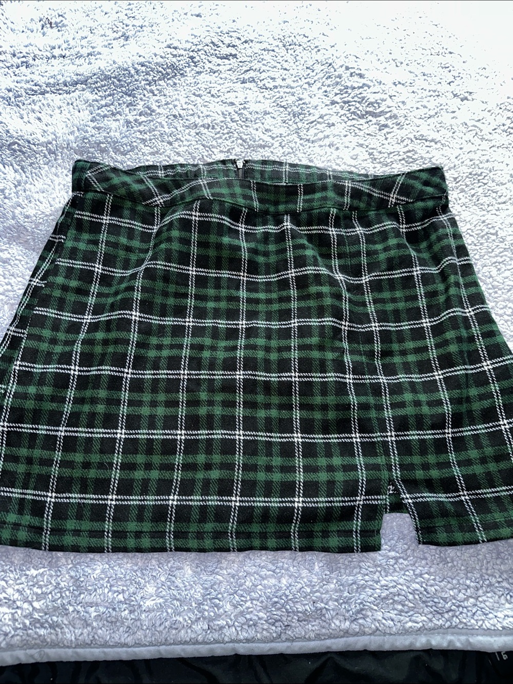 No Boundaries Green and Black Plaid Mini Skirt